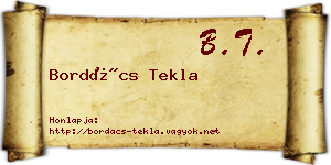 Bordács Tekla névjegykártya